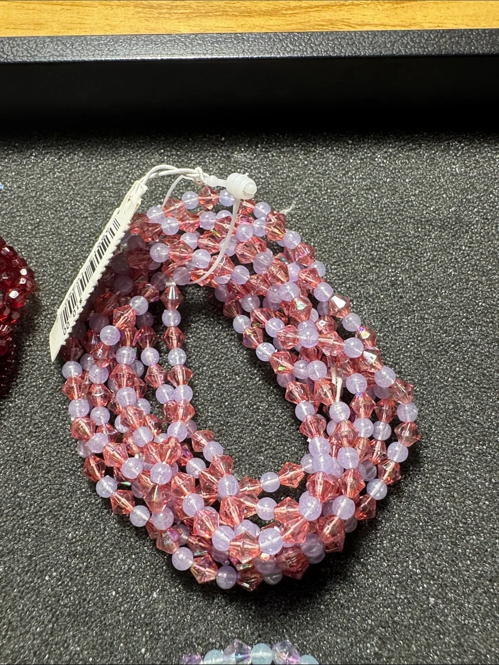 Assorted Beaded Stretch Bracelets - Red, Pink, Orange, Lavender